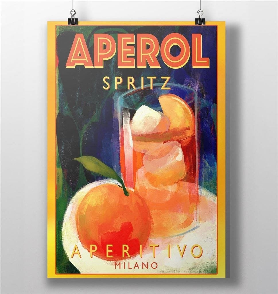 Aperol Spritz Poster Vintage Italiaanse Cocktail Print, Verzenden