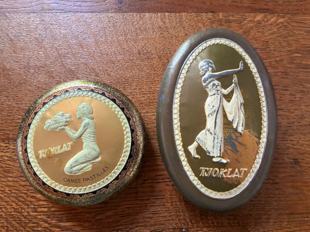 Vintage blikken Tjoklat, Verzamelen, Blikken, Ophalen of Verzenden, Gebruikt, Overige