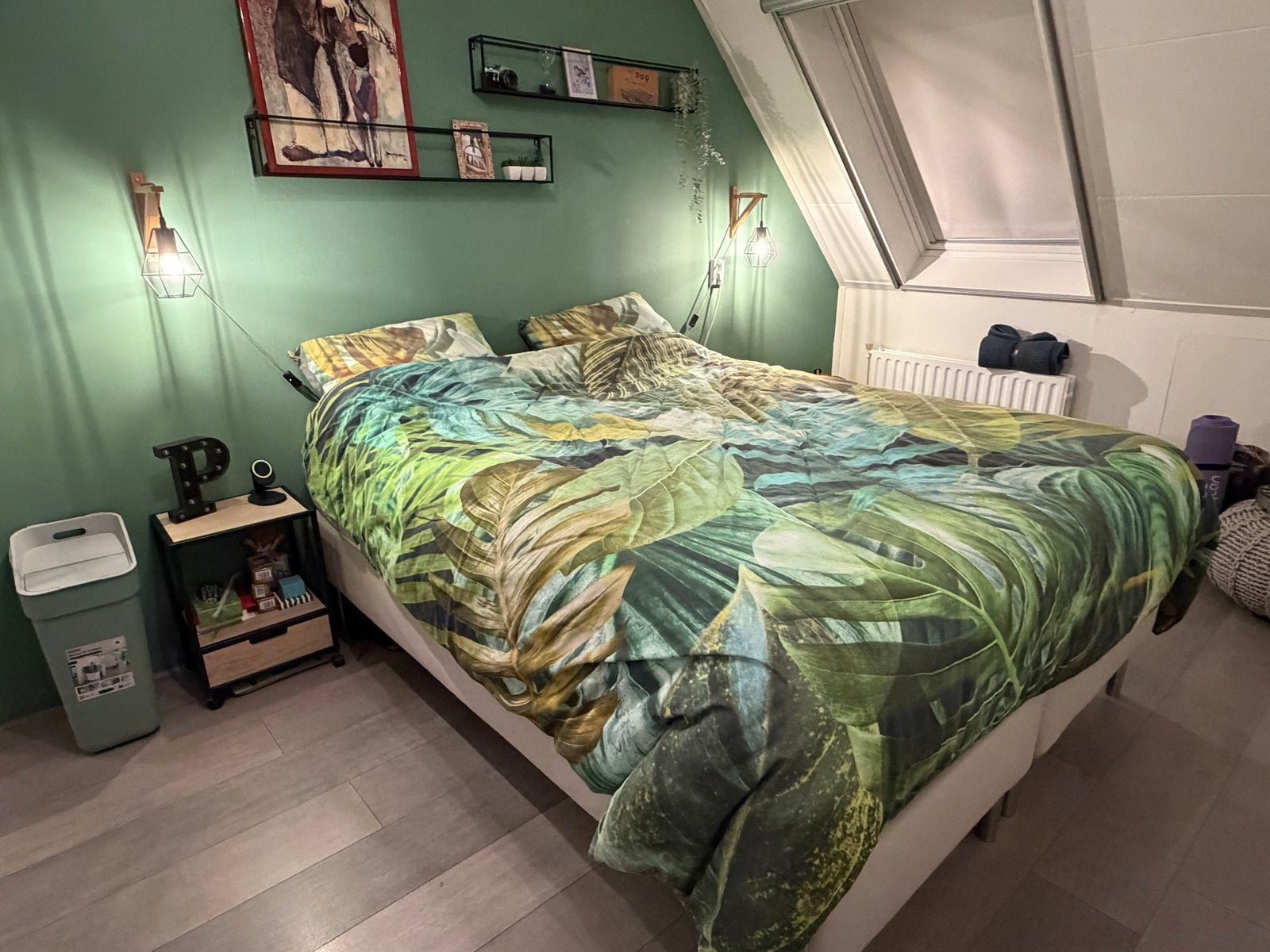 IKEA ESPEVÄR tweepersoonsbed boxspring, Huis en Inrichting, Ophalen, Gebruikt, Beige, Tweepersoons