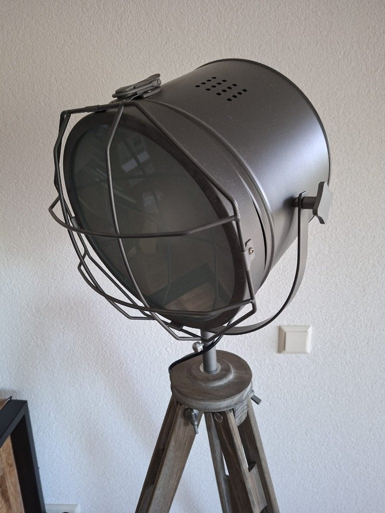 Staande 3 pootlamp., Huis en Inrichting, Lampen | Vloerlampen, Ophalen, E27 (groot), Zo goed als nieuw, Glas