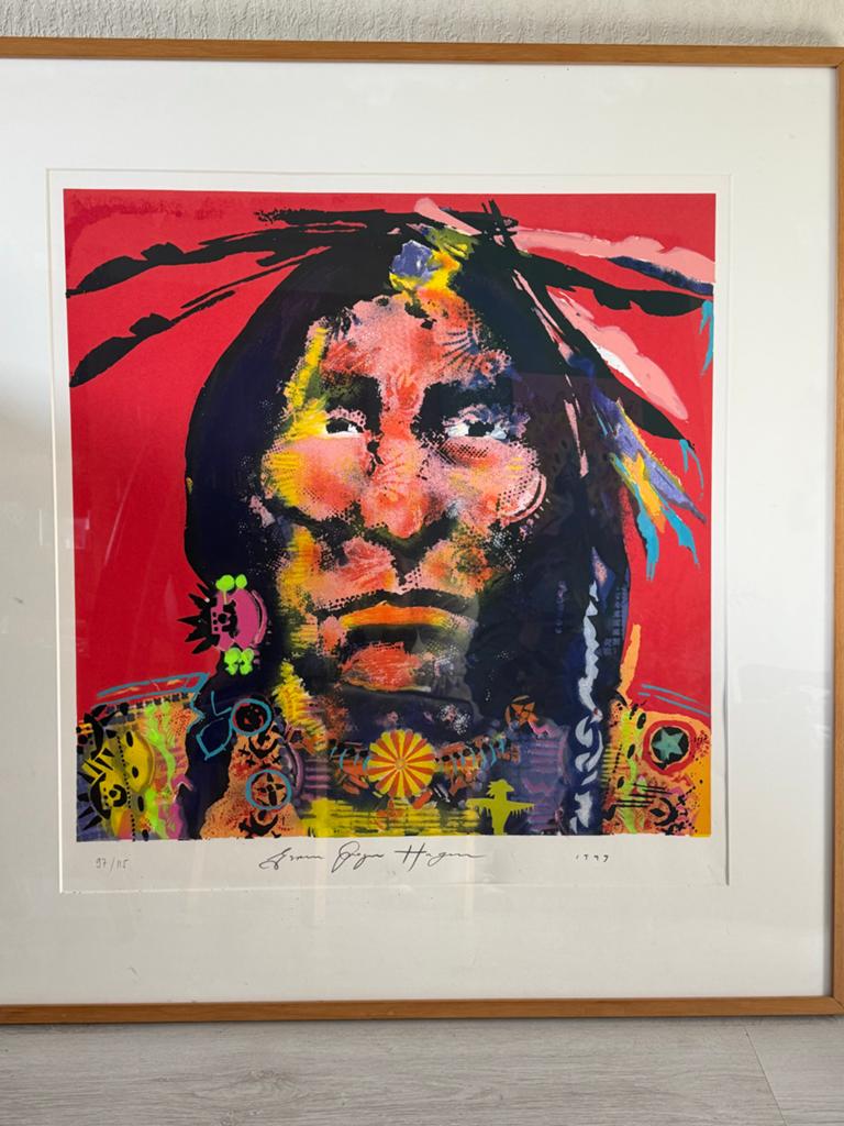 Zeefdruk van Van Hagen - Indianenportret, Ophalen