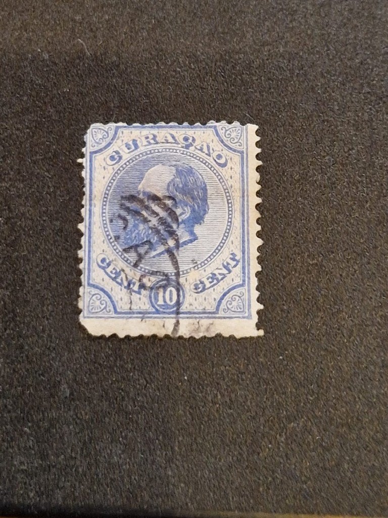 curacao gestempeld nr 4D dunne plek, Ophalen of Verzenden, Gestempeld