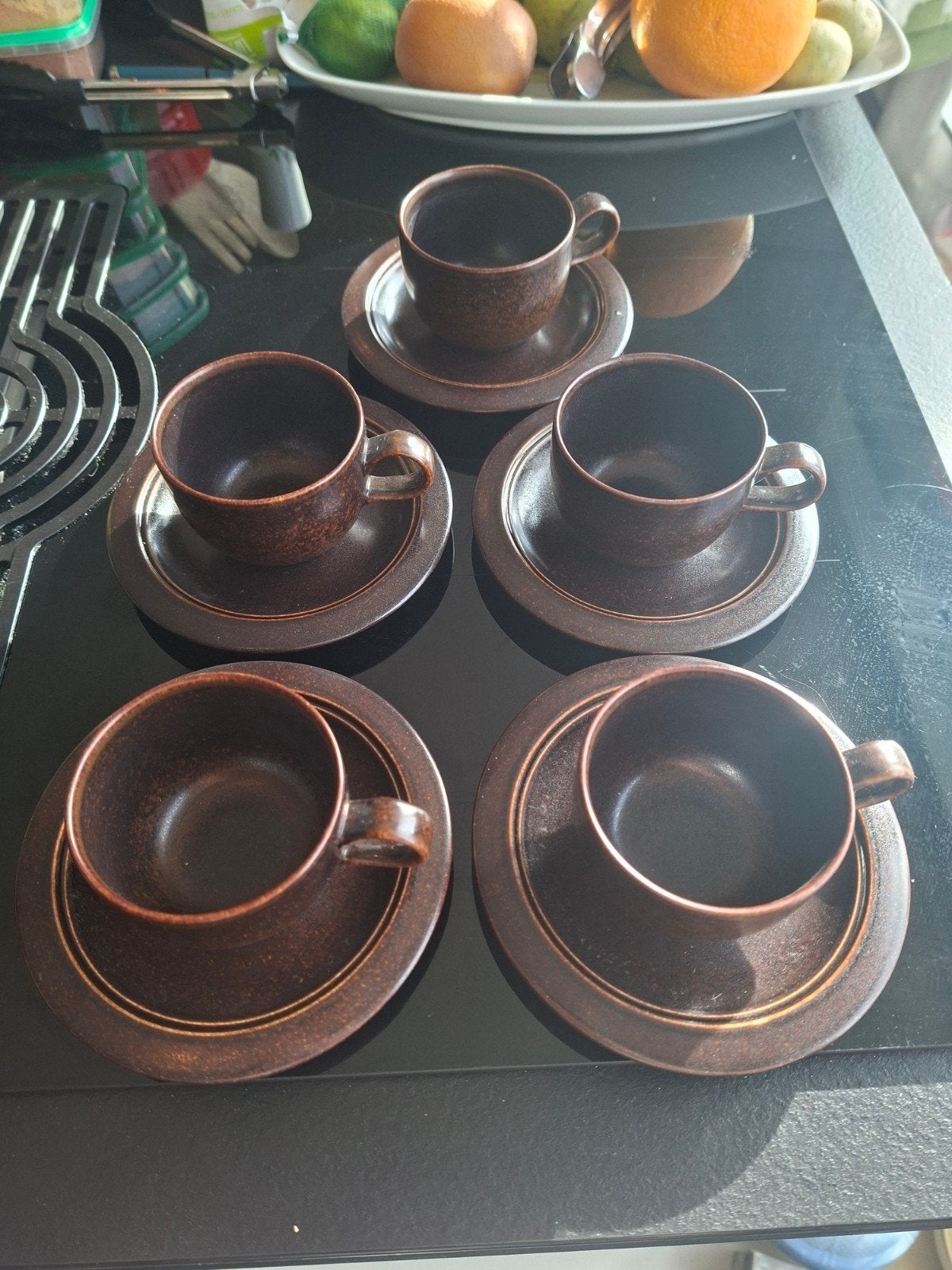 Set van 5 Arabia Finland Ruska kop en schotels - Vintage, Ophalen of Verzenden