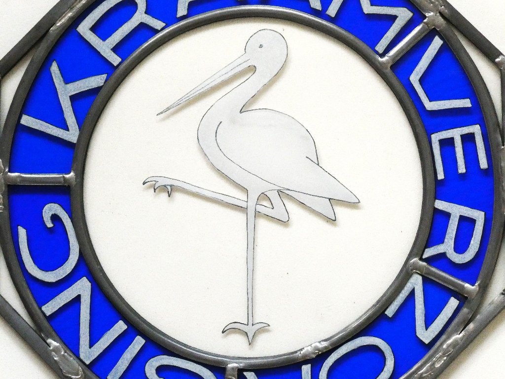 Glas in lood ooievaar insigne Kraamverzorging Ooievaartje, Ophalen of Verzenden