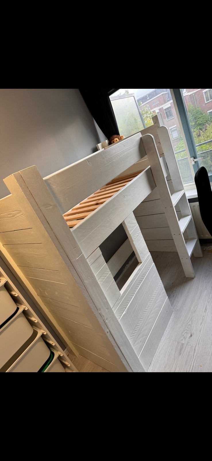 Stijgerhout hoogslaper kinderbed met glijbaan, Ophalen, Zo goed als nieuw, Hoogslaper