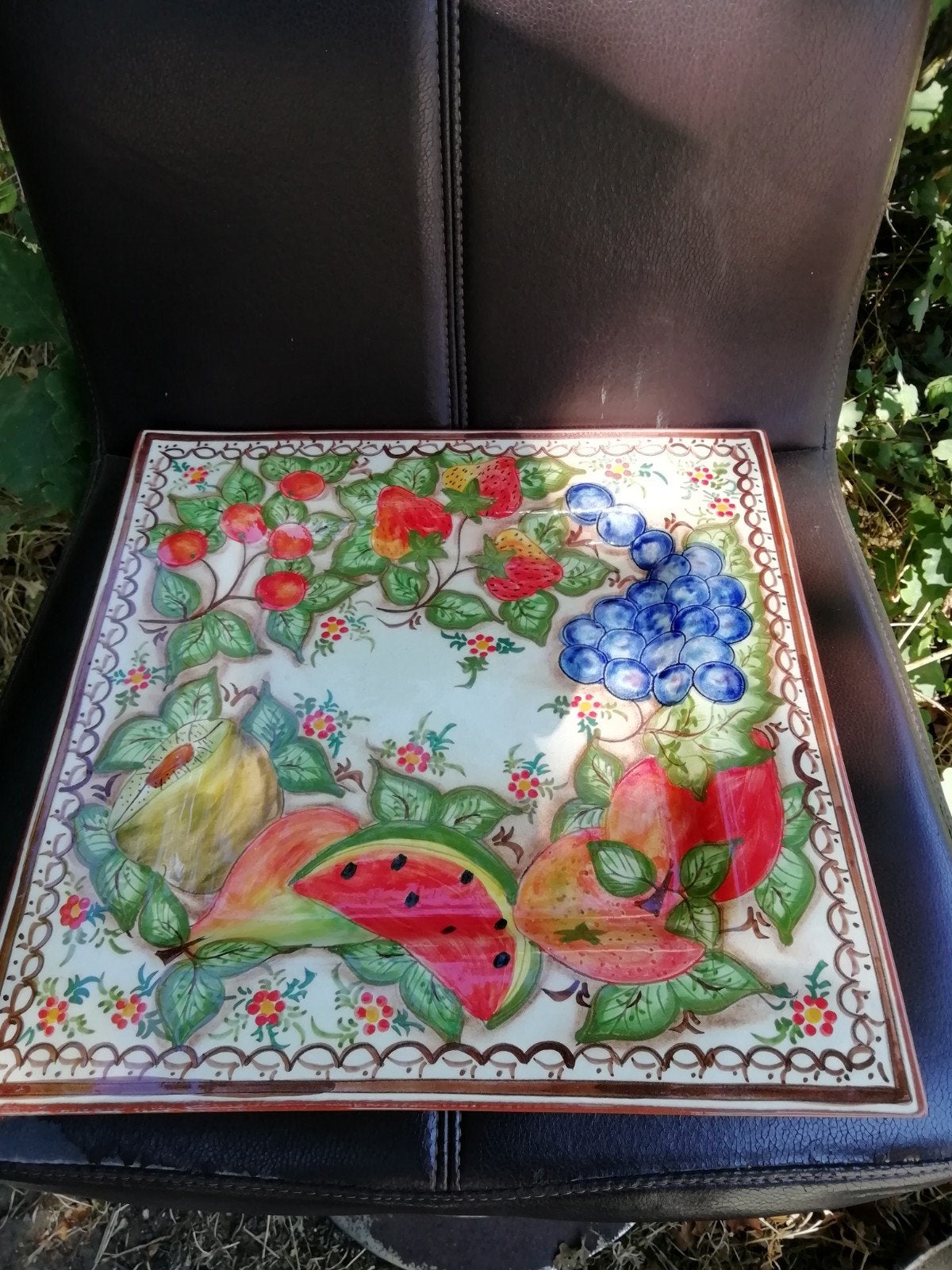 prachtige oude schaal met fruitmotief, Antiek en Kunst, Ophalen of Verzenden