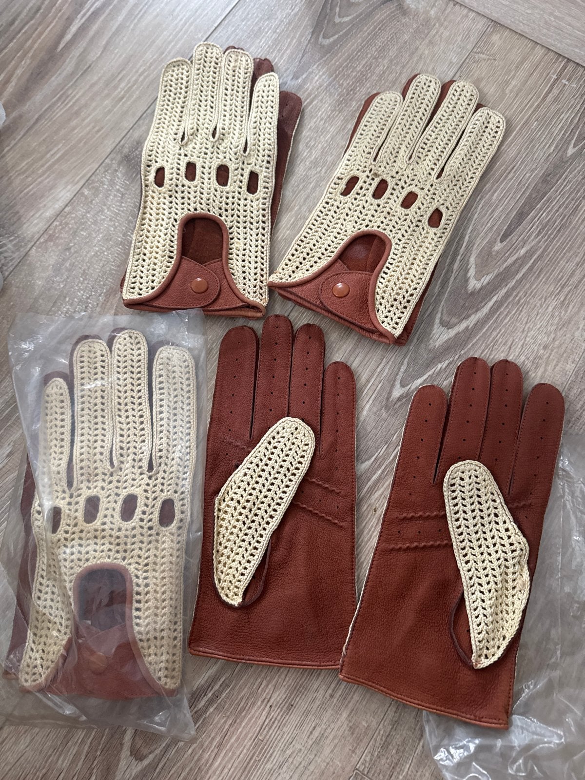 Leren en gehaakte rijhandschoenen - Nieuw, Ophalen of Verzenden, Nieuw
