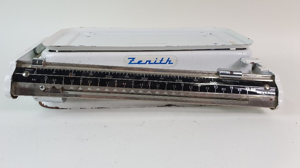 Brocante ijzeren keukenweegschaal Zenith, wit. 2A10, Ophalen of Verzenden