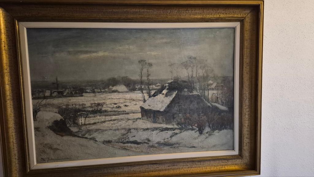 David Schulman. Boerderij in winterlandschap Veluwezoom, Antiek en Kunst, Kunst | Schilderijen | Klassiek, Ophalen of Verzenden