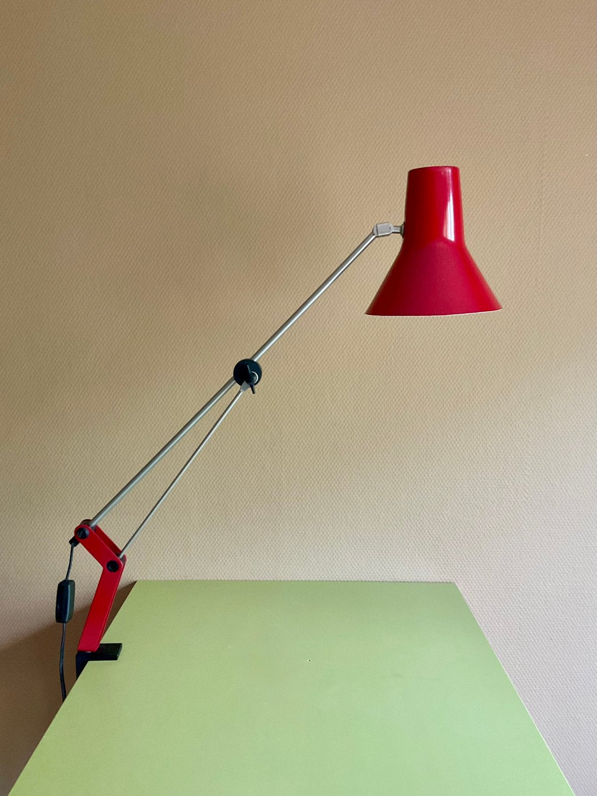 Vintage Ikea bureaulamp, model 0163, uit de jaren 80 rood, Bureaulamp, Gebruikt, Vintage, Rood