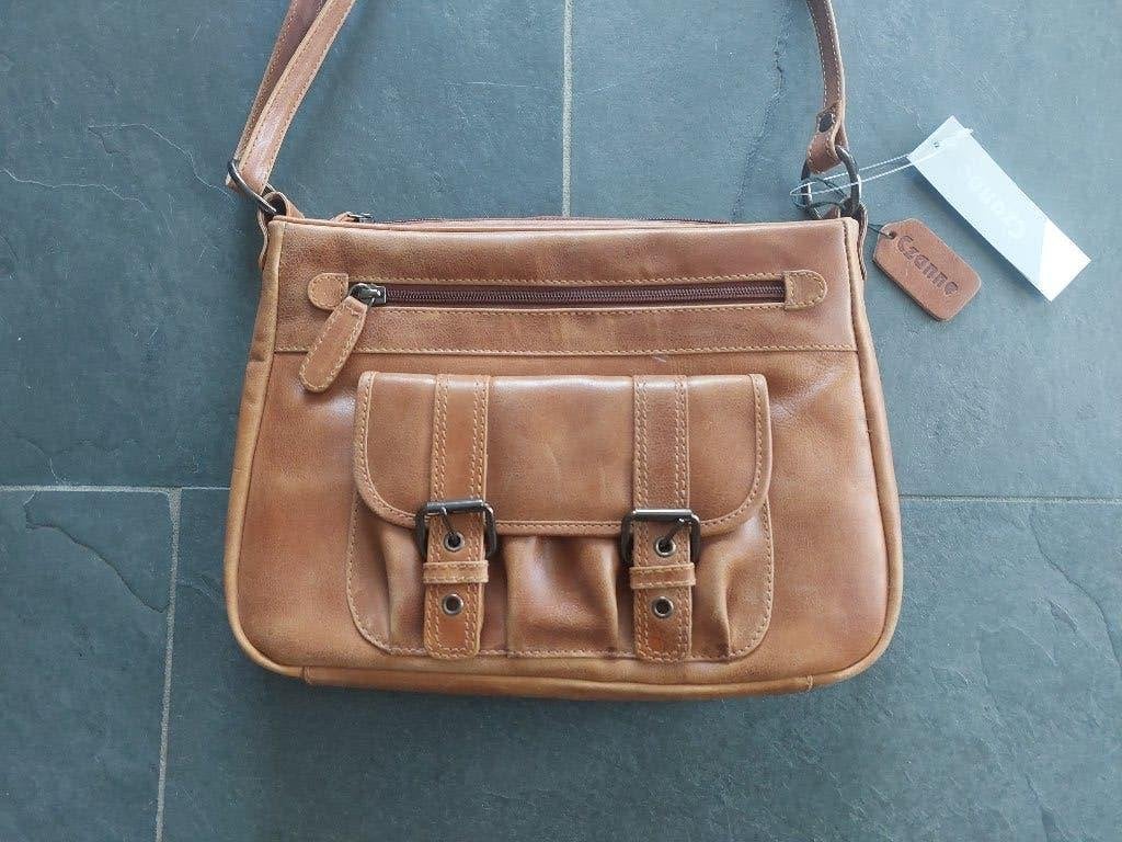 Bruine (cognac) leren damestas Czanne - Nieuw, Ophalen of Verzenden, Nieuw, Bruin, Overige typen