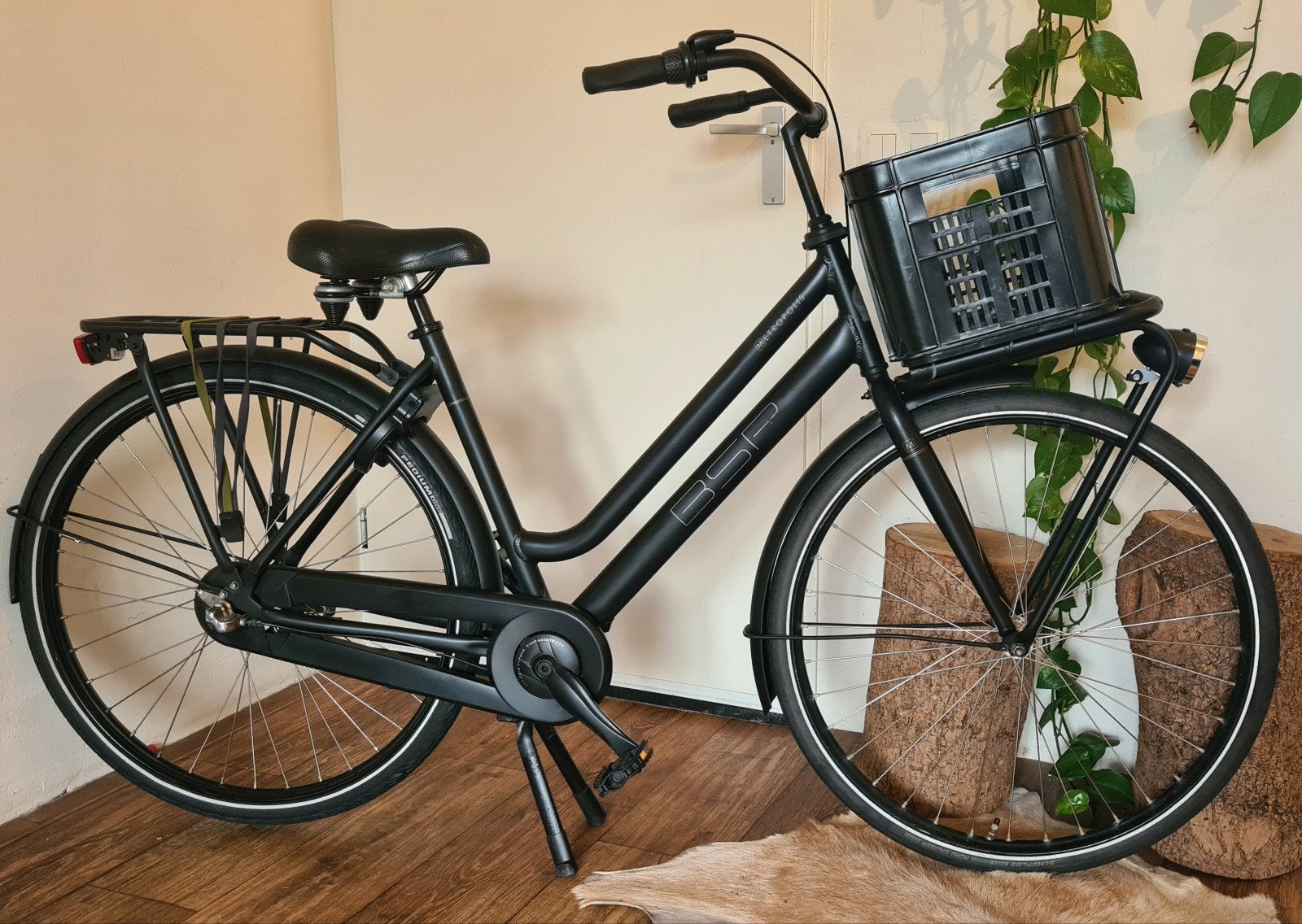 Matzwarte BSP Metropolis Damesfiets || Transportfiets || N3!, Terugtraprem, Versnellingen, Zo goed als nieuw, 50 tot 53 cm