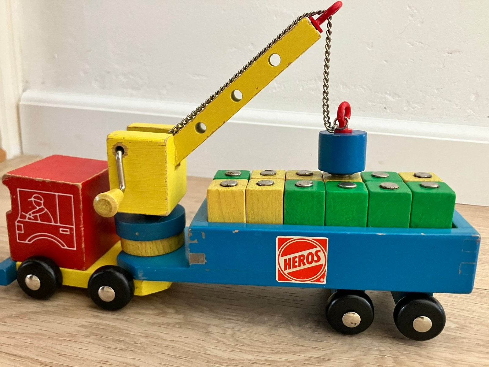 Vintage houten kraanwagen en tractor jaren ‘80, Ophalen of Verzenden, Zo goed als nieuw