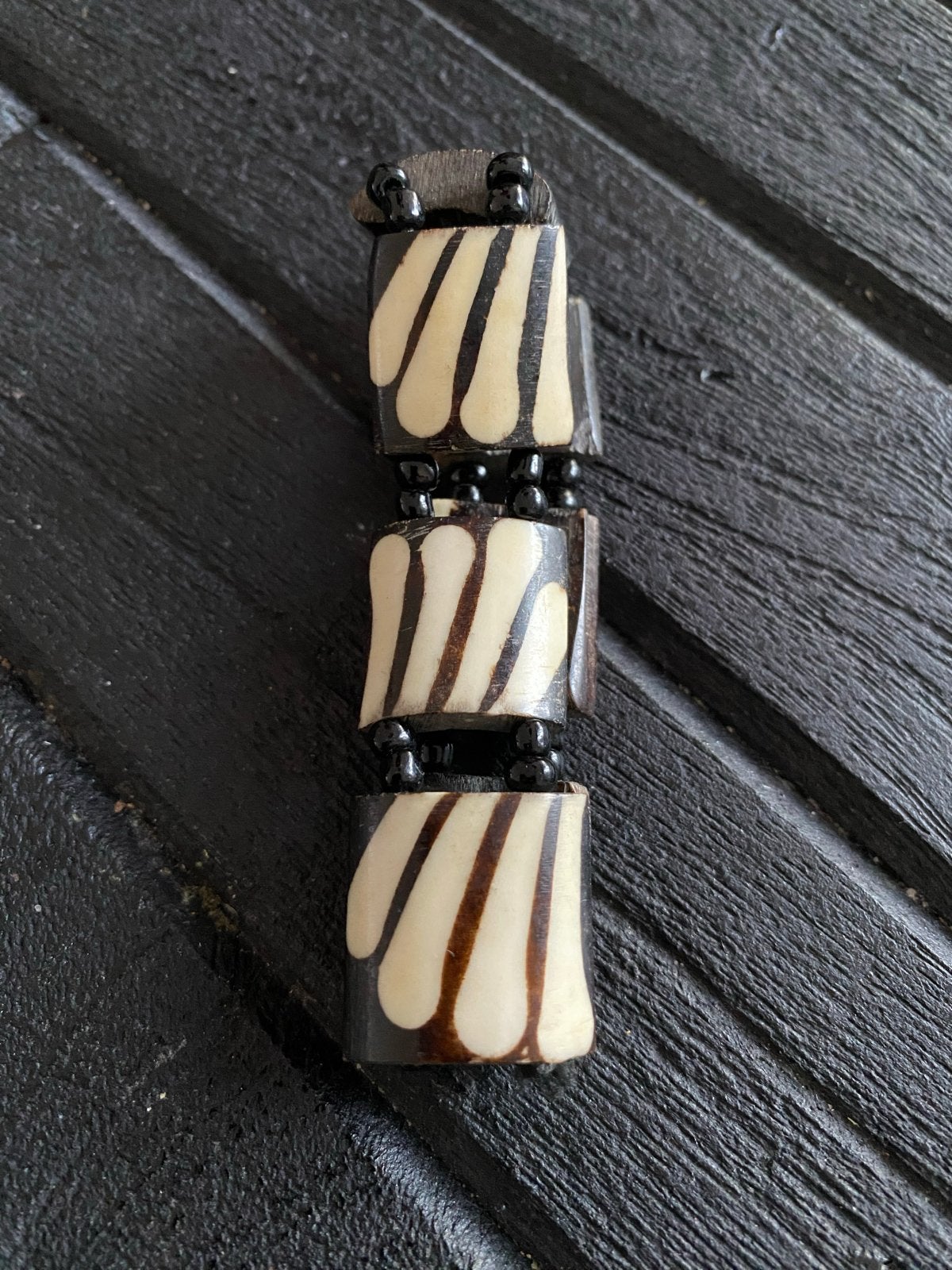 Uniek been en hoorn armband met zebraprint, Ophalen of Verzenden, Zo goed als nieuw, Bruin, Overige materialen