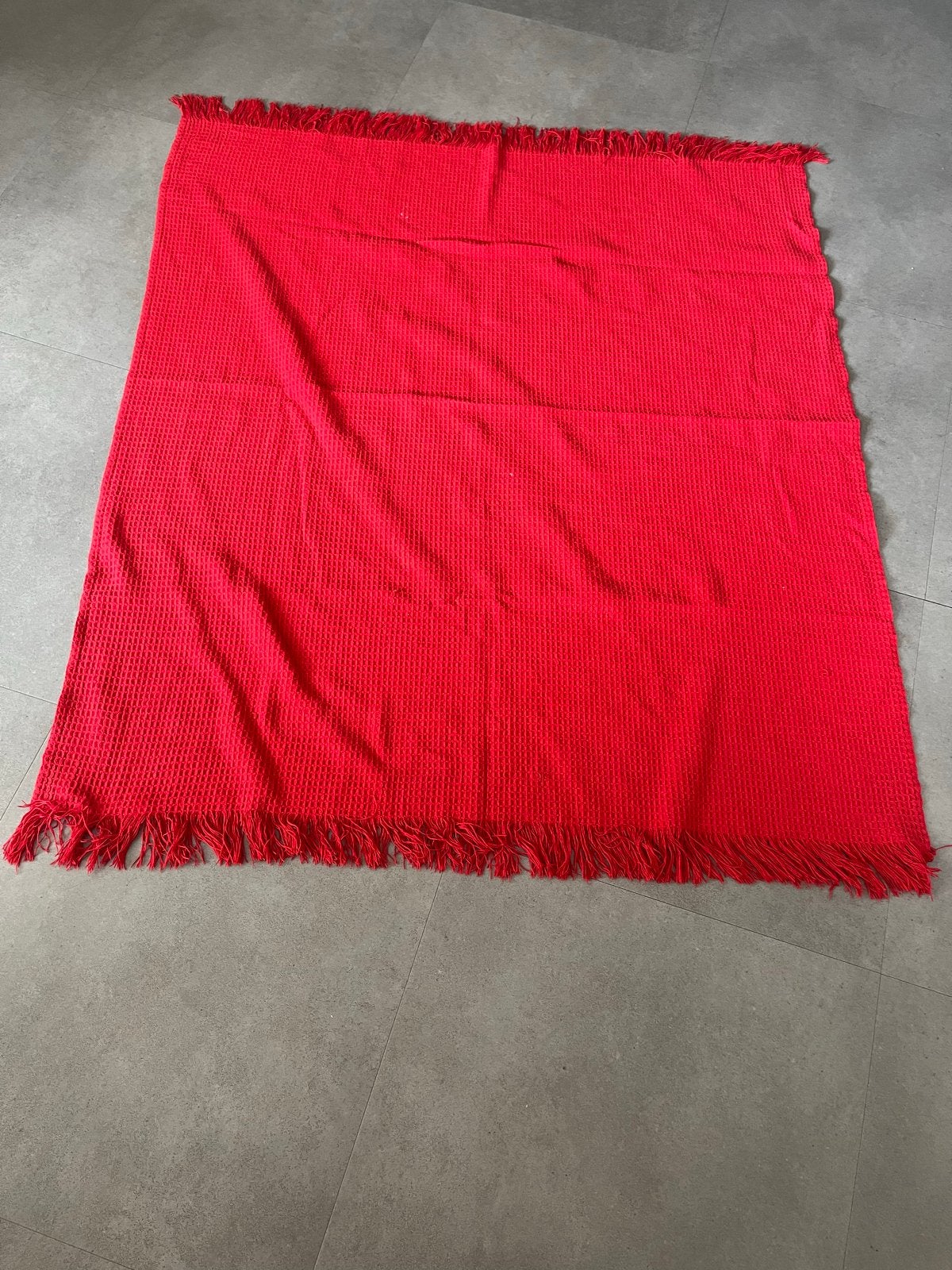 Rode deken met franjes, Ophalen, Rood, Woondeken, 120 cm