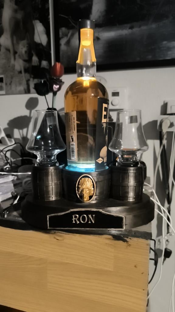 Whisky/Rum Fleshouder met Naamplaatje en Verlichting, Ophalen of Verzenden