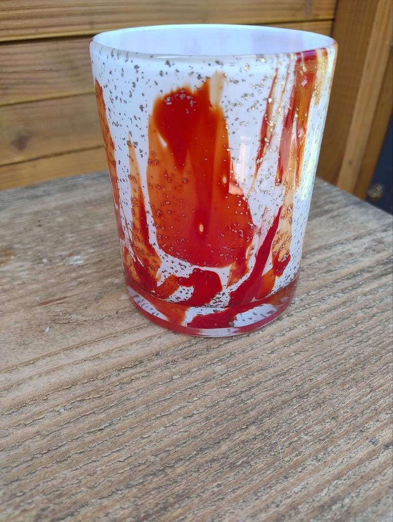 Fidrio Cilinder Rosso mondgeblazen glazen vaas, Nieuw, Ophalen of Verzenden, Glas, Minder dan 50 cm
