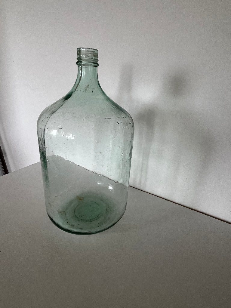 Grote helder groene gistfles, 47 cm hoog, Ophalen of Verzenden, Glas, 47 cm