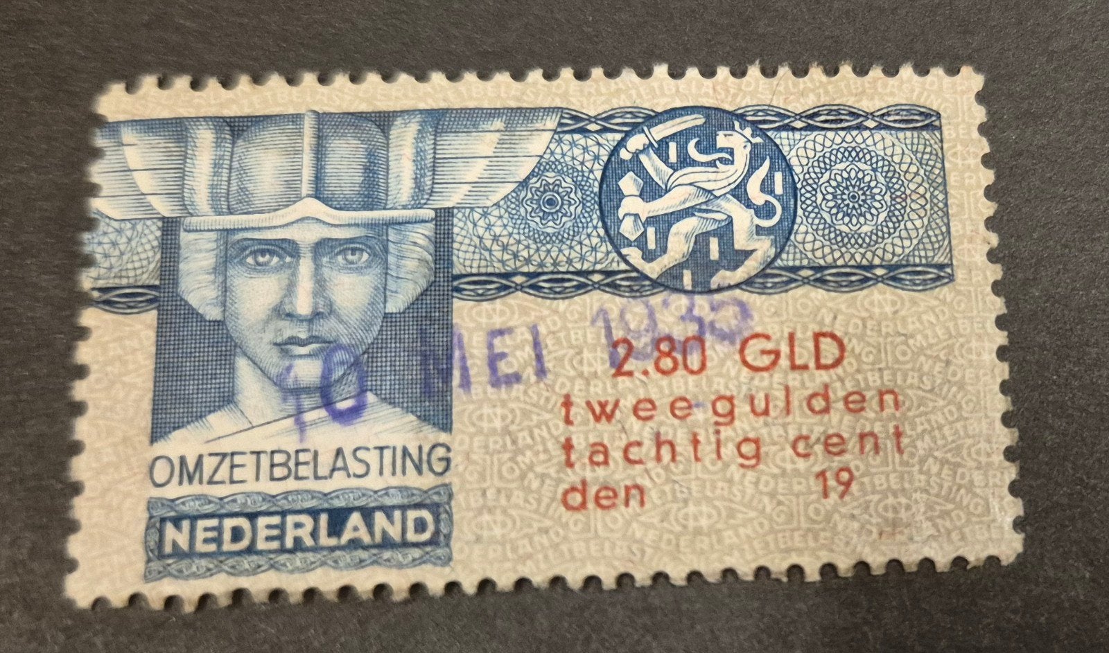 NEDERLAND F. 2,80 OMZETBELASTINGZEGEL, Ophalen of Verzenden