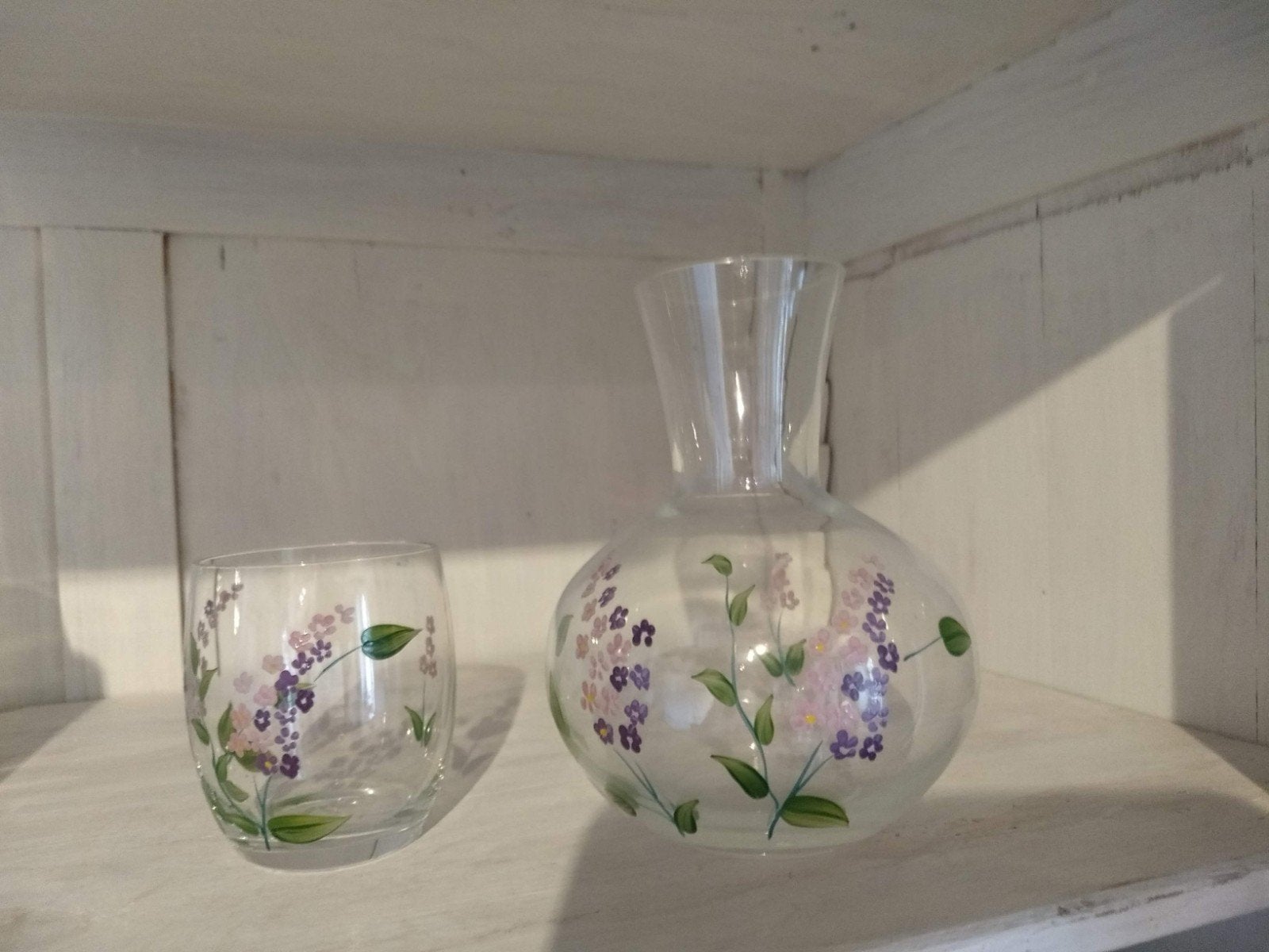 Water karaf met glas, brocante, Antiek en Kunst, Antiek | Glas en Kristal, Ophalen of Verzenden