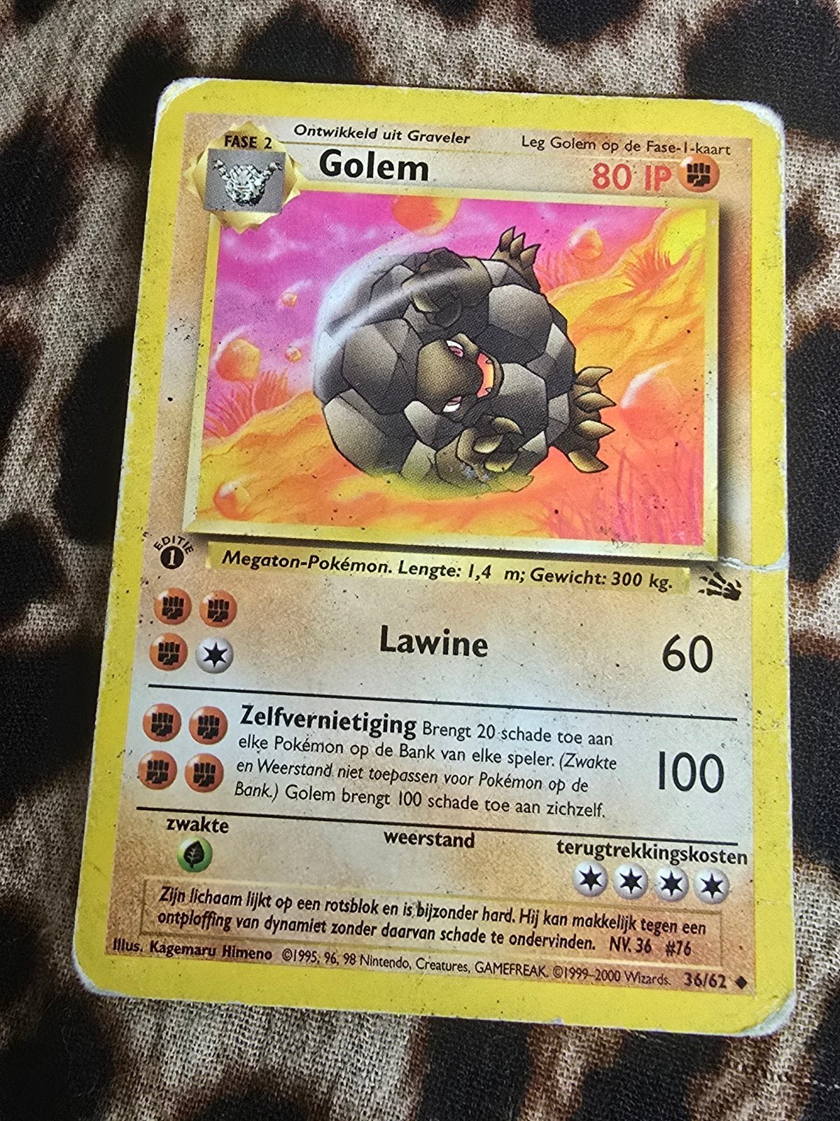 Pokémon Kaart Golem (Wizards 36/62) - Gebruikt, Ophalen of Verzenden, Gebruikt, Losse kaart