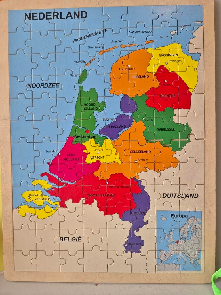 Houten puzzel Nederland - Leer de provincies kennen!, Gebruikt, Van hout, 6 jaar of ouder, Meer dan 50 stukjes