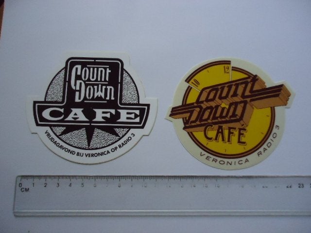 sticker oud Veronica Countdown cafe radio 3 lagarde retro, Verzamelen, Verzenden, Zo goed als nieuw, Bedrijf of Vereniging