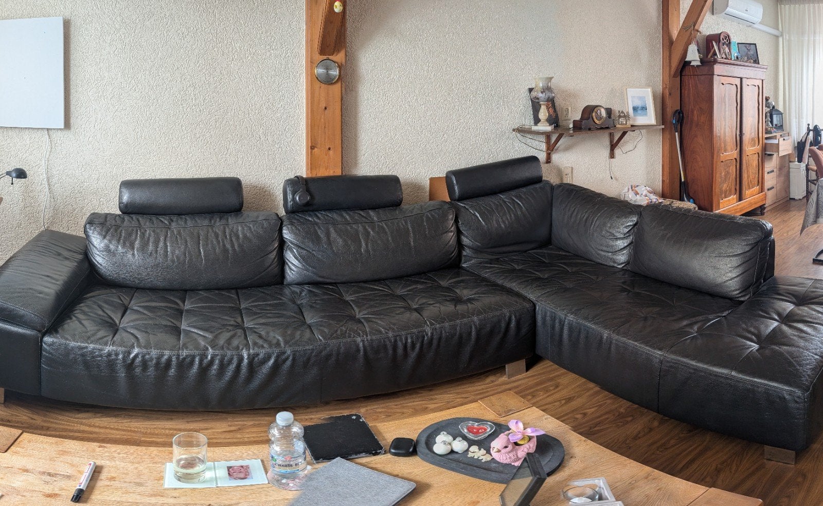 Leren Hoekbank Henders & Hazel - Ook als slaapbank, Huis en Inrichting, Ophalen, Gebruikt, 300 cm of meer, Leer