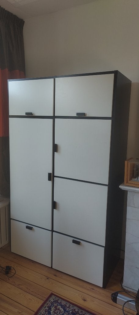 IKEA ODDA kledingkast – Wit/Zwart – 120 x 40 x 180 cm, Ophalen, Gebruikt, 100 tot 150 cm, Met klep(pen)