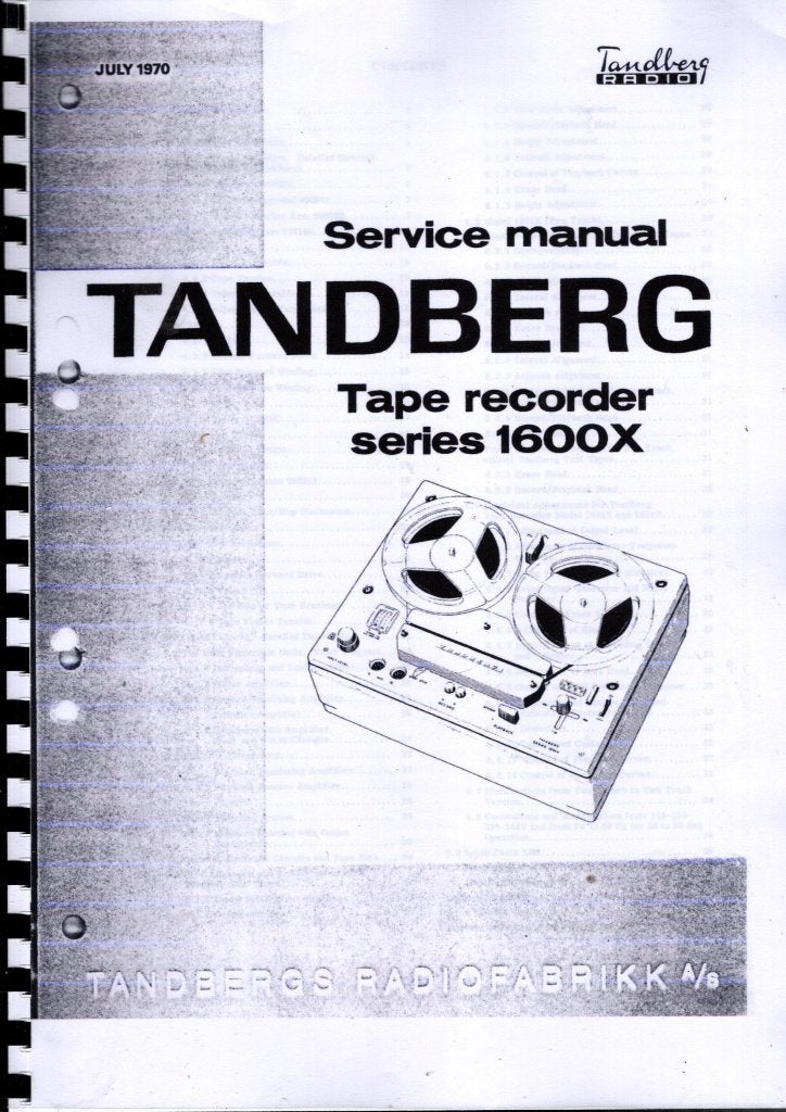 service manual TANDBERG 1600X, Verzenden, Nieuw