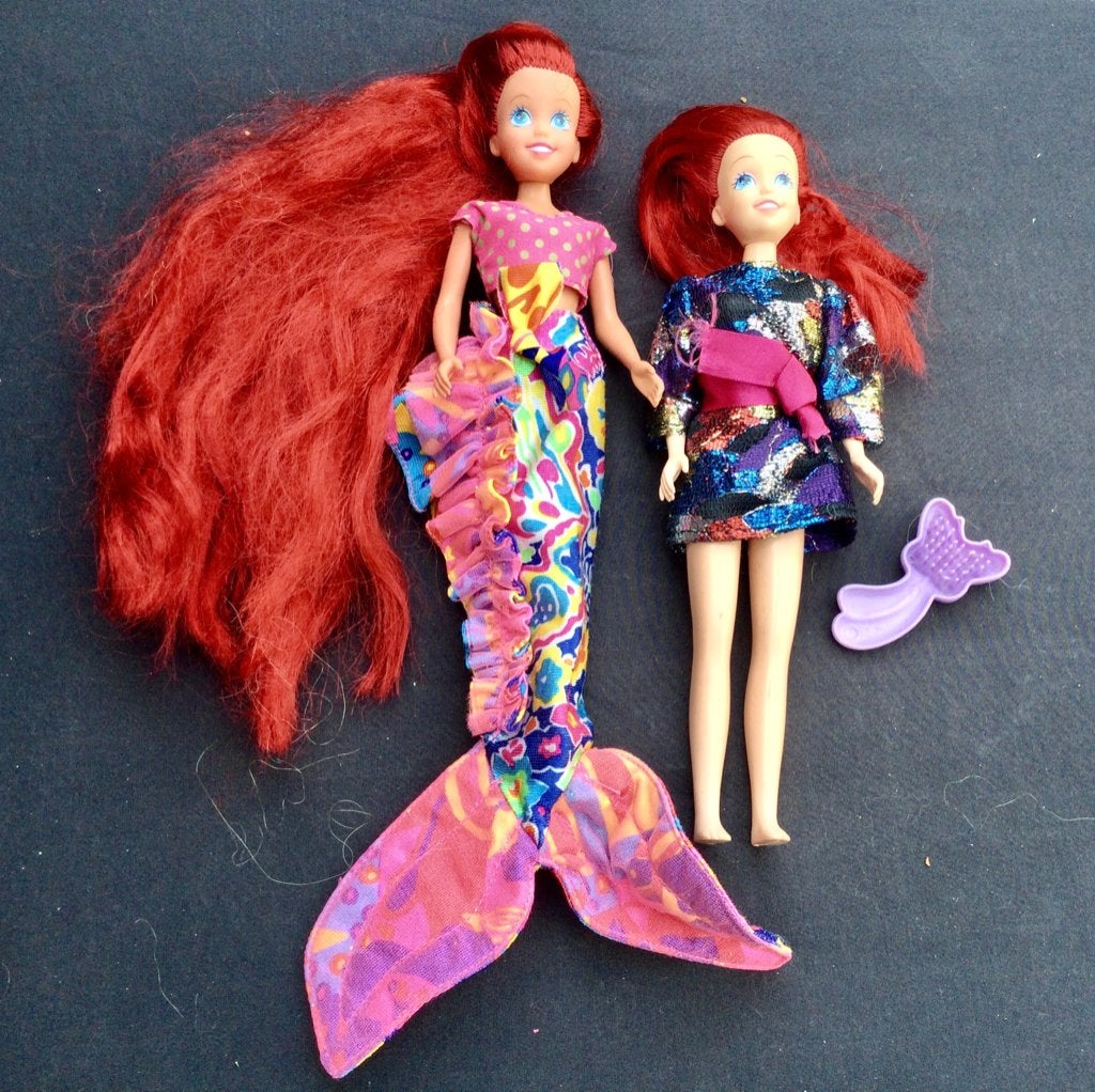 Disney Zeemeermin Ariel 2 poppen  met rood haar "Barbie", Verzamelen, Ophalen of Verzenden, Gebruikt, Pop