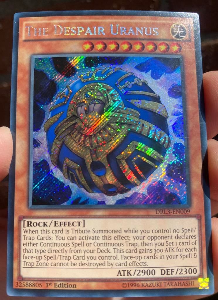 Yu-Gi-Oh! The Despair Uranus DRL3 1st Edition !, Ophalen of Verzenden, Gebruikt, Losse kaart, Foil