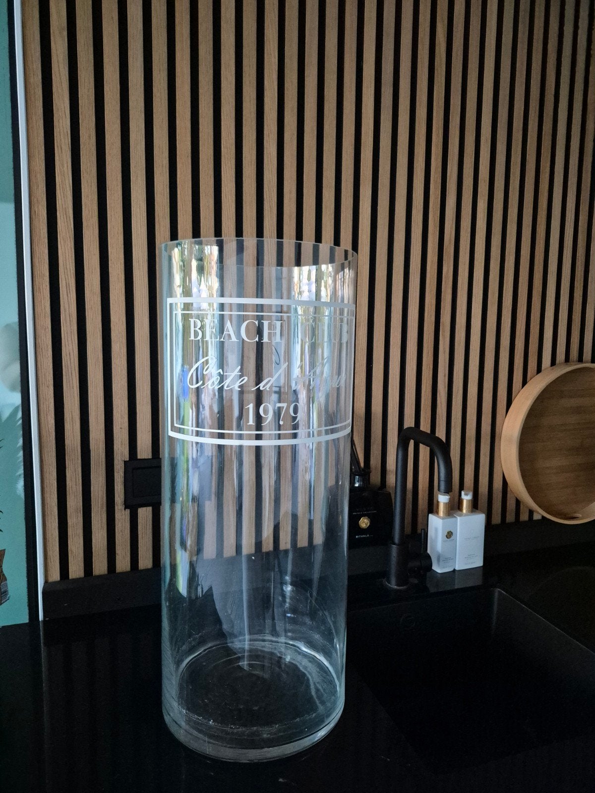 Grote glazen vaas 'Beach Club Côte d'Azur buiten windlicht, Ophalen, Overige kleuren, 50 tot 75 cm, Glas