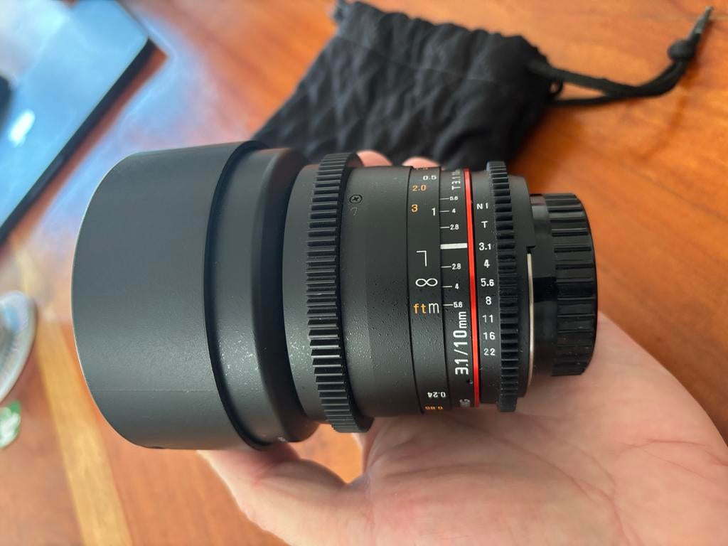 Samyang 10mm T3.1 VDSLR ED AS NCS CS II Canon EF, Ophalen of Verzenden, Zo goed als nieuw, Groothoeklens