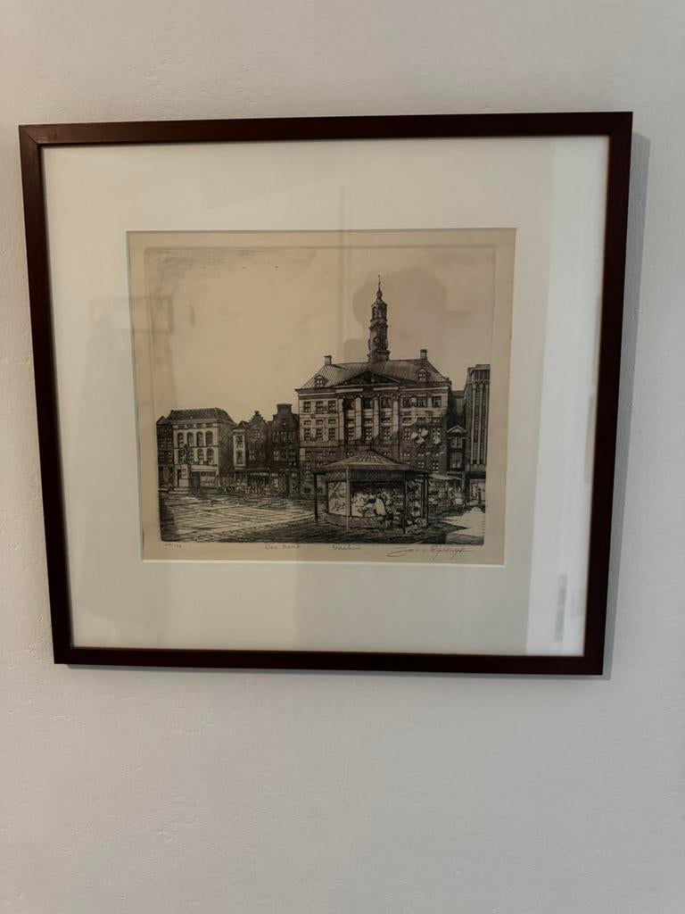 Stadhuis Den Bosch Cornelis Jan van Rijsewijk, Antiek en Kunst, Kunst | Etsen en Gravures, Ophalen