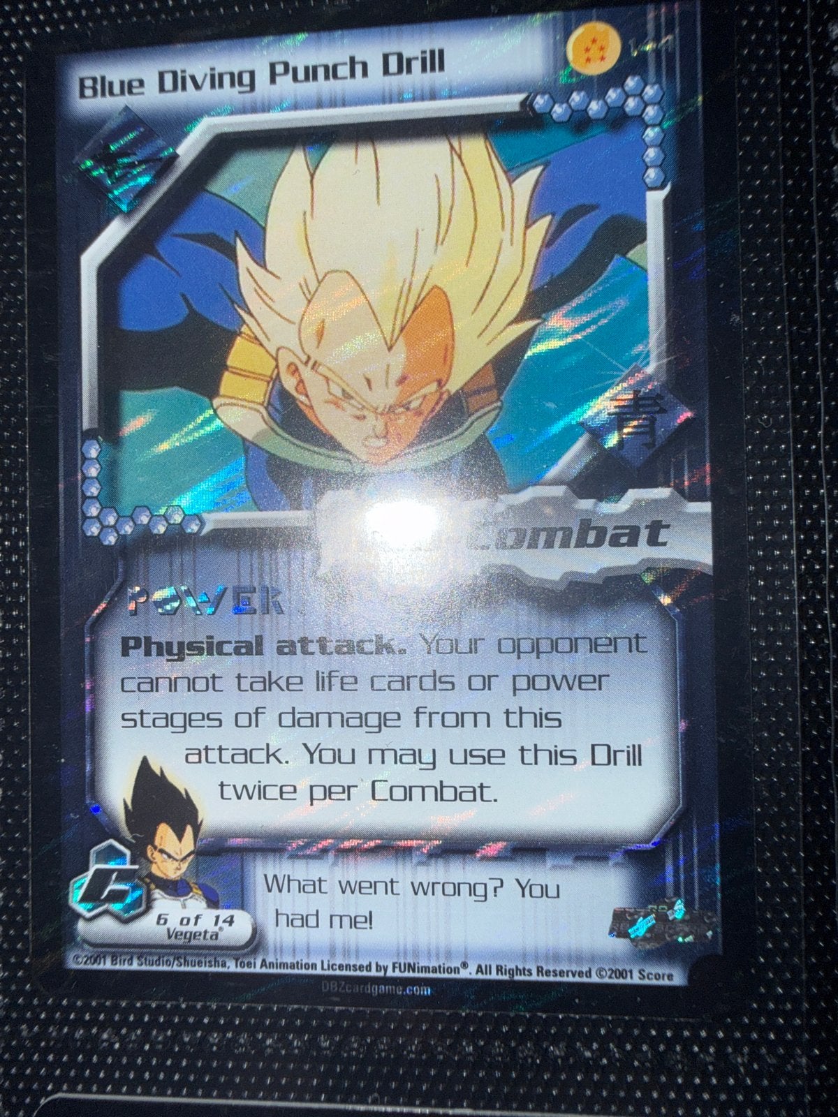 Dragon Ball Z TCG: Blue Diving Punch Drill (Vegeta), Ophalen of Verzenden, Gebruikt, Losse kaart, Foil