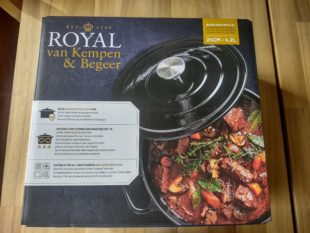 Royal van Kempen & Begeer Gietijzeren Braadpan 24cm 4.2Liter, Ophalen, Met deksel, Nieuw, Overige merken