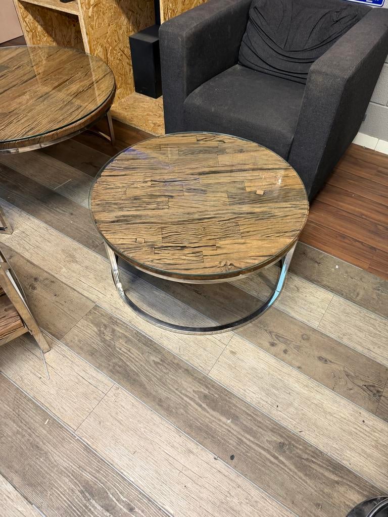 Salontafel set: Rond en Rechthoekig, Hout & Metaal, Ophalen, 100 tot 150 cm, Rond, 50 tot 100 cm
