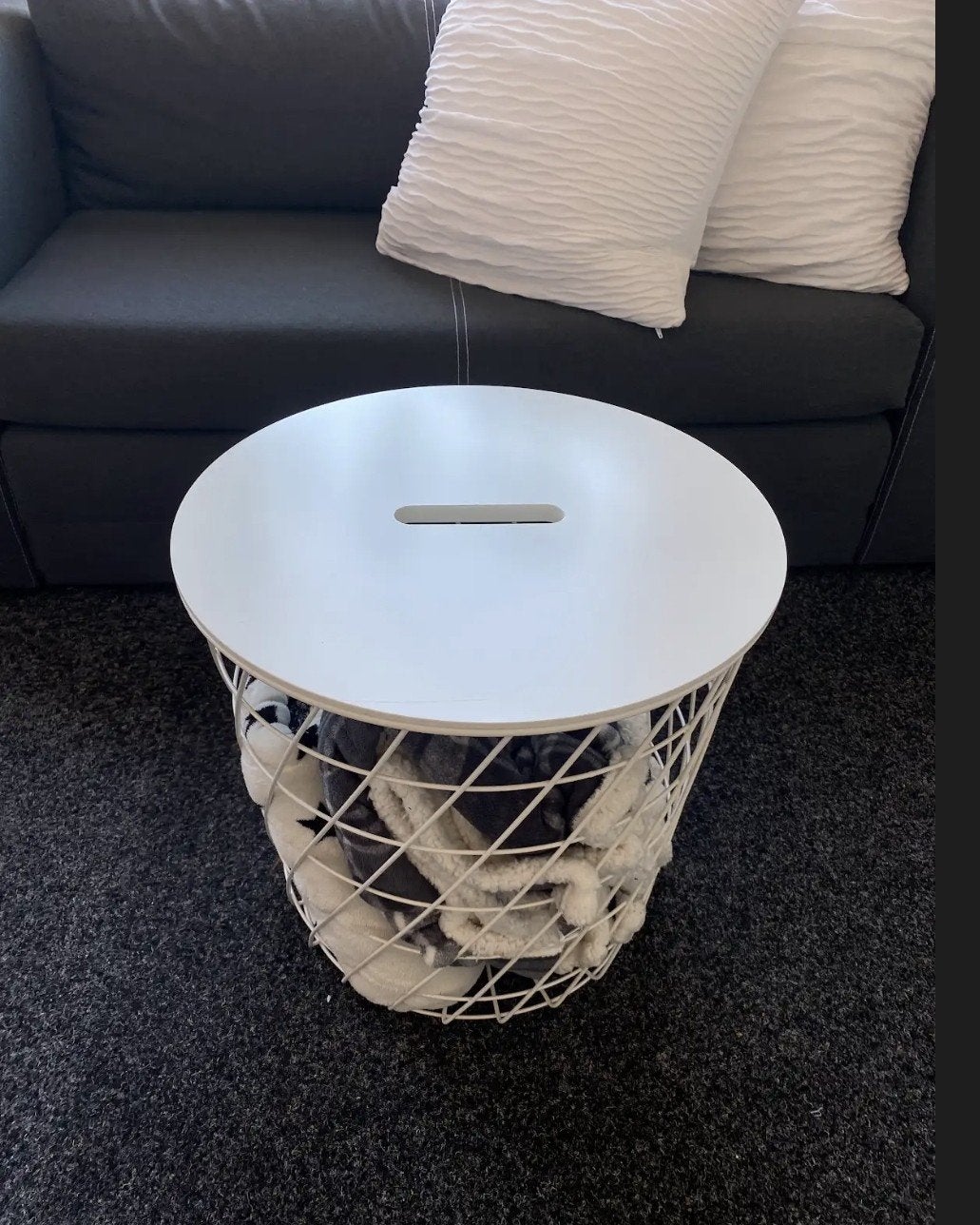 IKEA Kvistbro salontafel/opbergmand wit, Ophalen, Minder dan 45 cm, Metaal of Aluminium, Rond