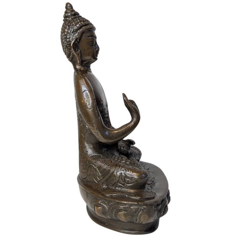 Antique Bronze Buddha – Vitarka Mudra – 121, Gebruikt, Ophalen of Verzenden, 18 cm, Goud
