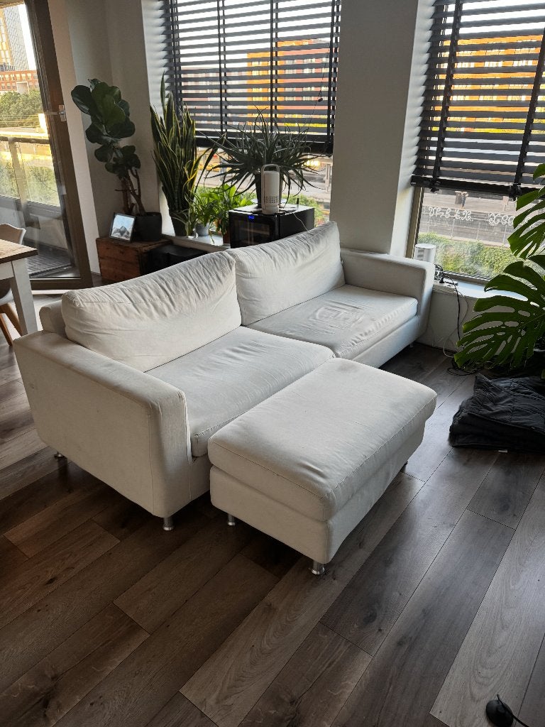 Comfortabele bank met hocker, Ophalen, Gebruikt, 125 cm of meer, 75 tot 100 cm