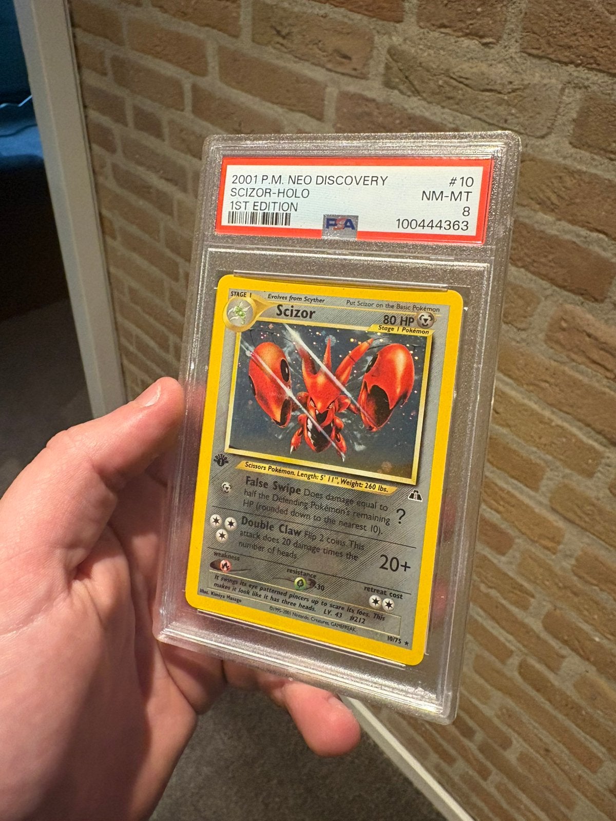 Scizor (NDI 10) 1st Edition PSA 8, Ophalen of Verzenden, Nieuw, Losse kaart