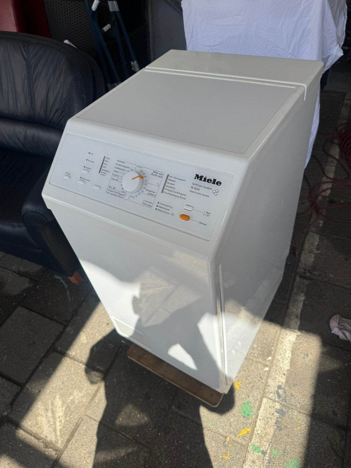 Miele wasmachine bovenlader werkend te zien, Witgoed en Apparatuur, Wasmachines, Ophalen, Zo goed als nieuw, 1200 tot 1600 toeren