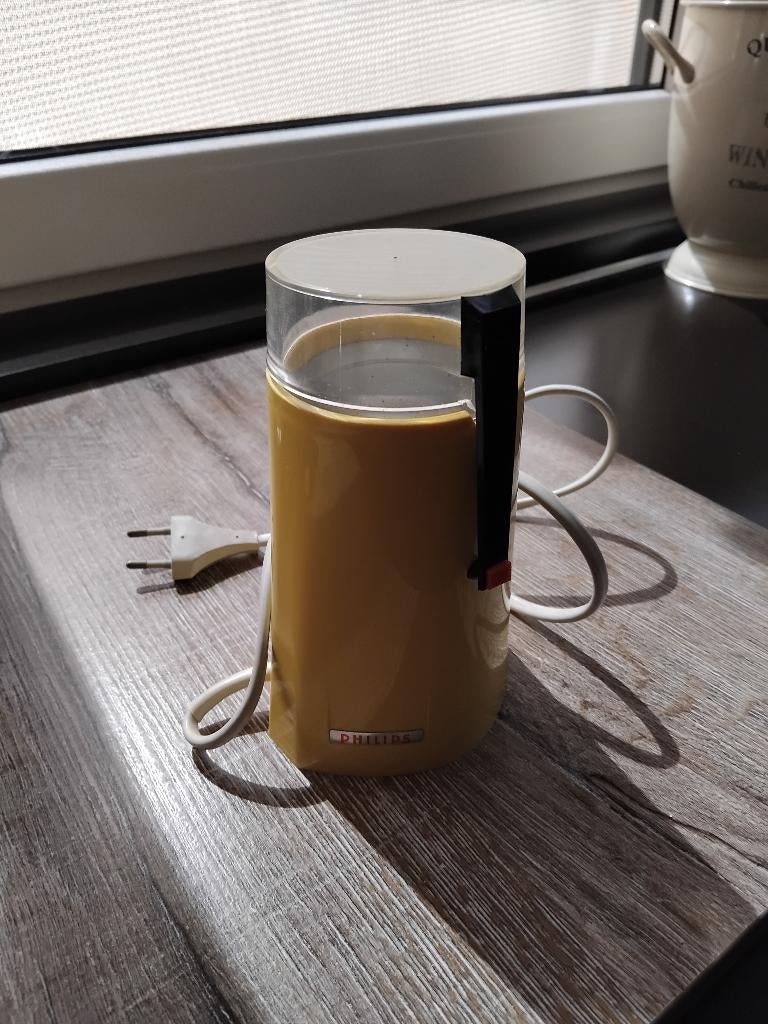 VINTAGE KOFFIEMOLEN RETRO PHILIPS KLEUR GEEL ELEKTRISCH, Ophalen, Huis en Inrichting