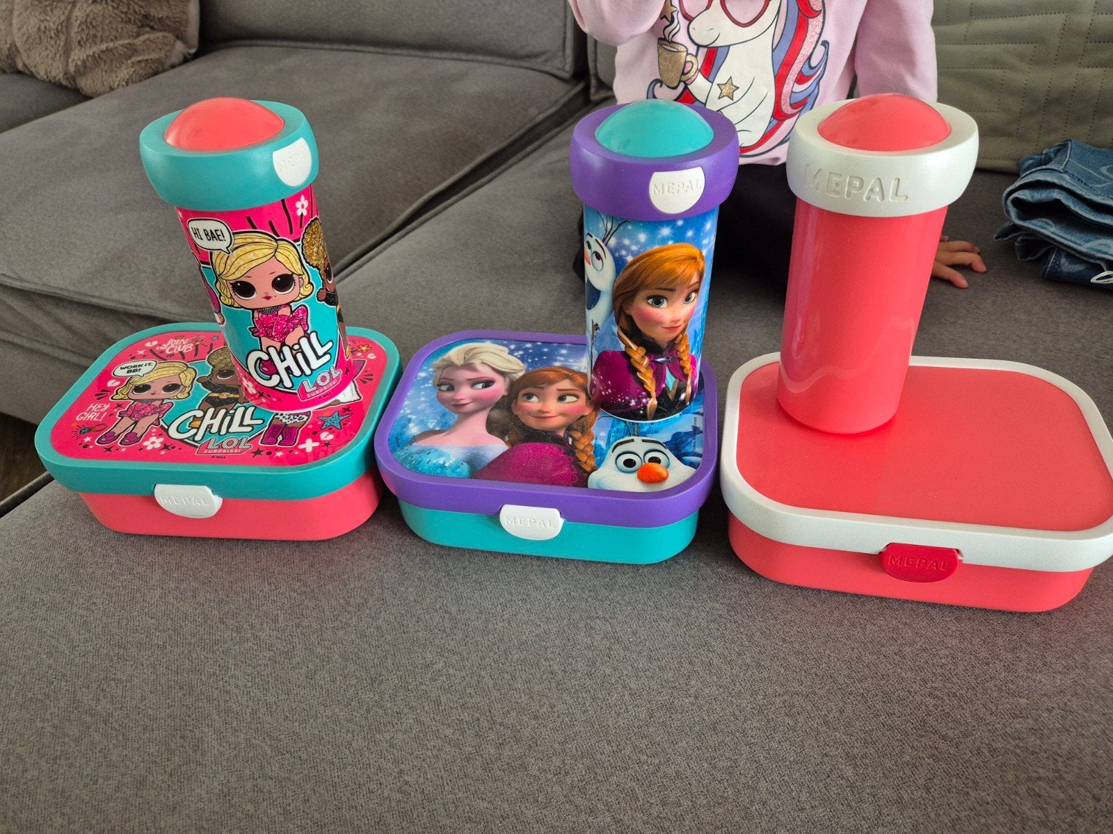 3 Mepal lunchsets: LOL Surprise, Frozen en Roze, Ophalen of Verzenden, Gebruikt