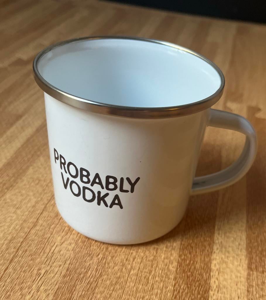 Leuke mok met tekst ‘Probably vodka’, Ophalen, Overige typen, Nieuw, Metaal
