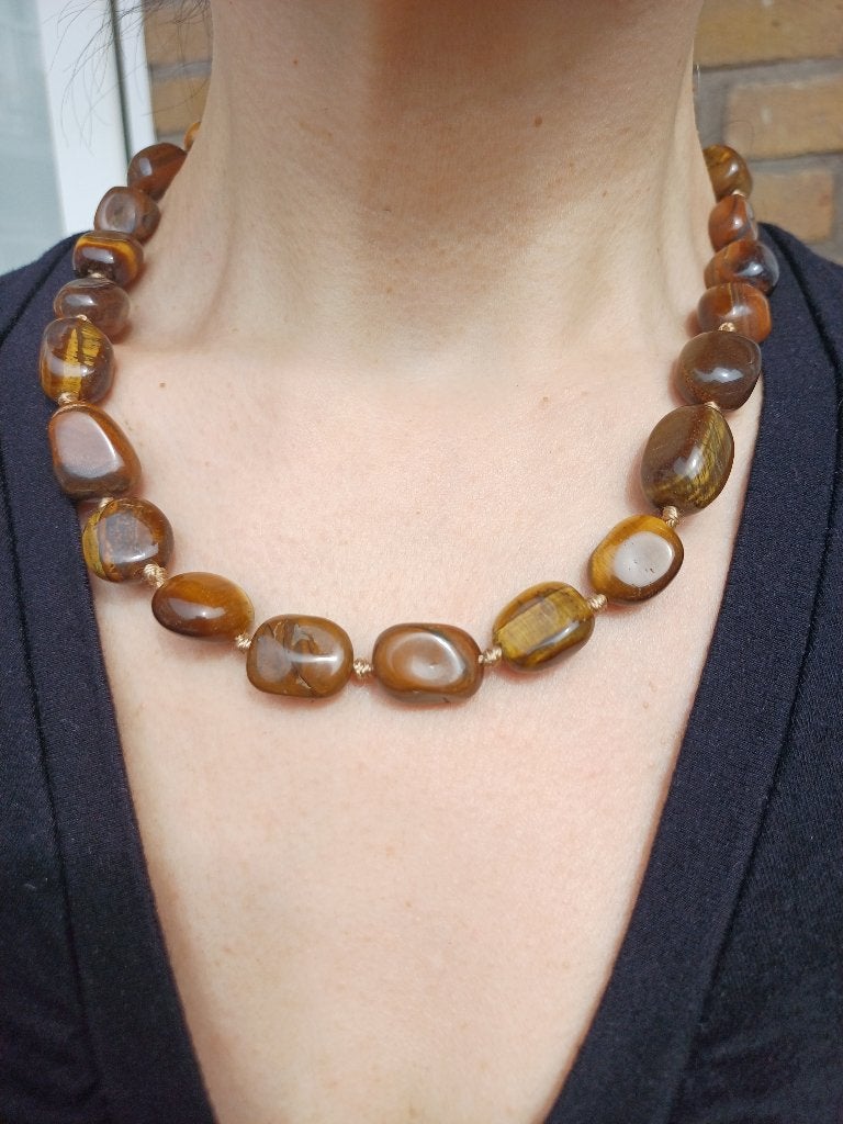 Vanoli collier ketting van tijgeroog, Daiva1973@hotmail.com, Vanoli, Bruin, Amsterdam