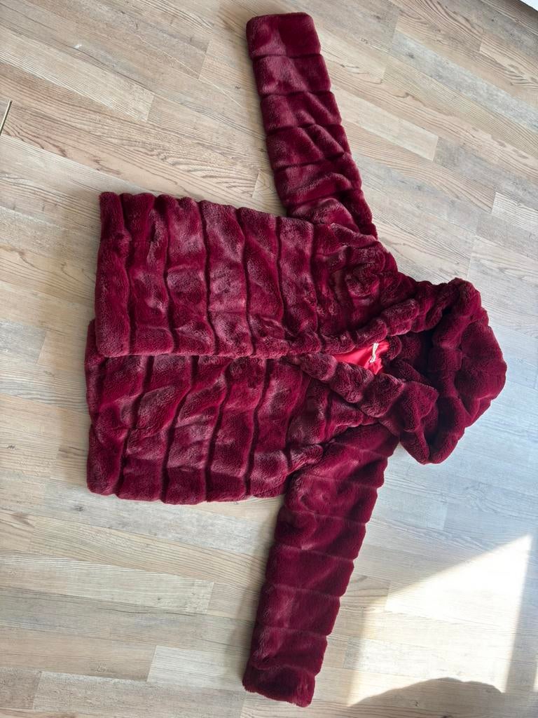 Bordeaux rode tussen jas maat M, Ophalen, Zo goed als nieuw, Maat 38/40 (M), Rood