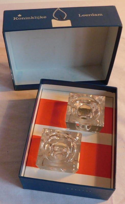 Royal Leerdam kaarsenstanders, Ophalen of Verzenden, Glas