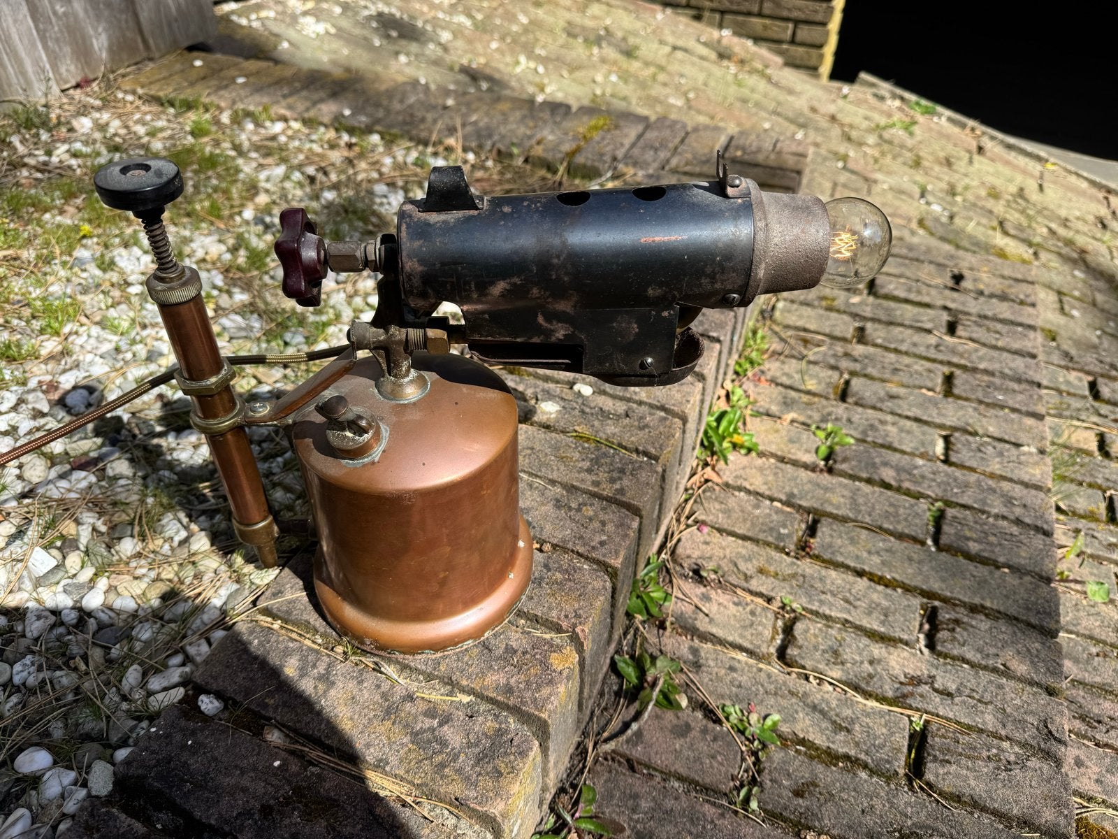 Unieke vintage branderlamp - om te bouwen naar brander, Antiek en Kunst, Ophalen of Verzenden